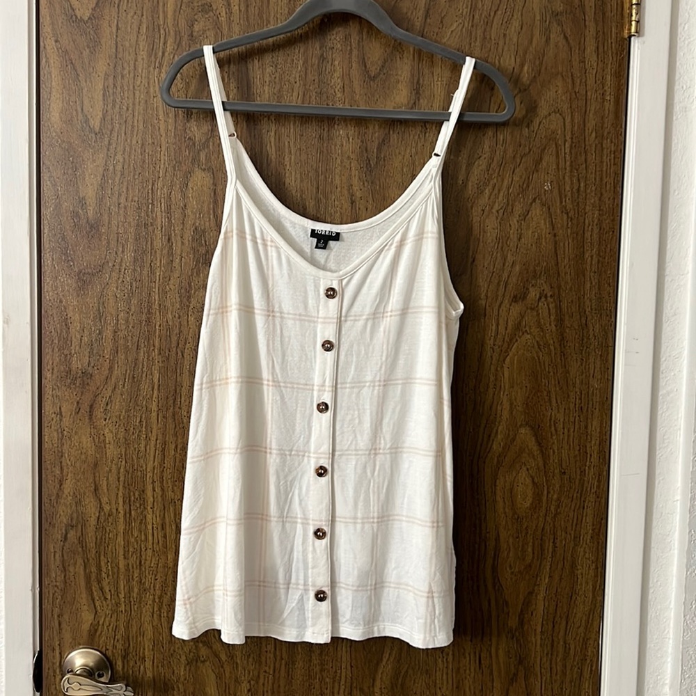 Plaid faux button up front Camisole